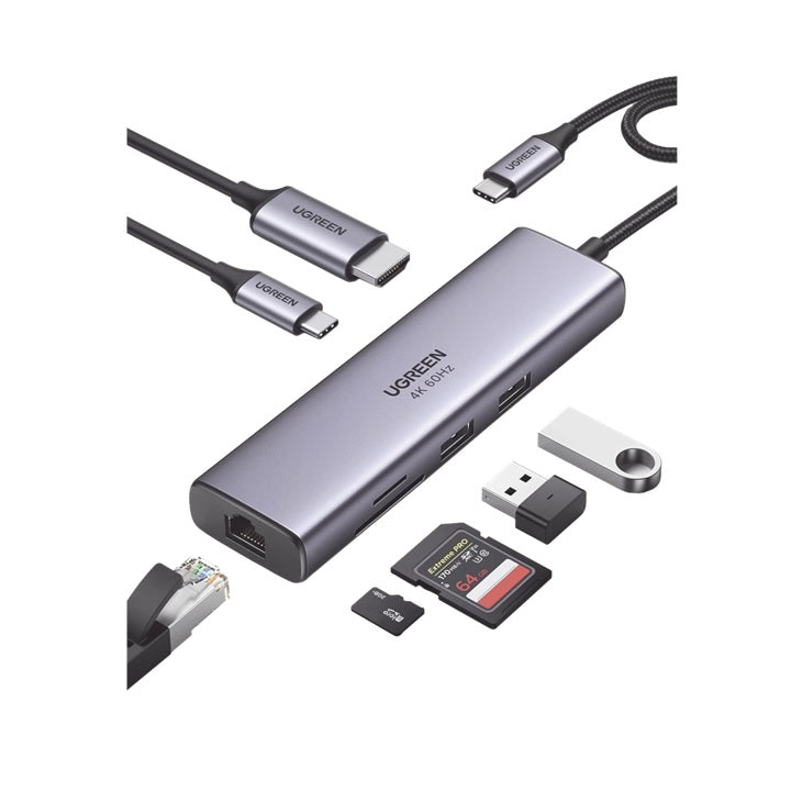 HUB USB-C (Docking Station) 7 en 1 | 2 USB-A 3.0 (5Gbps) | 1 USB-C PD Carga 100W | HDMI 4K