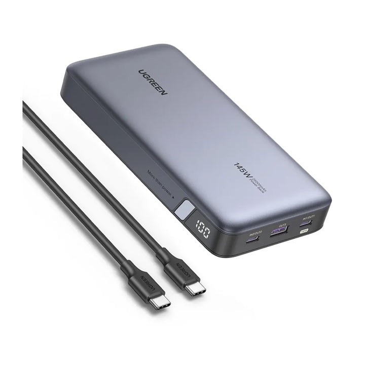 Power Bank de 25000mAh | 3 Salidas 145W Max. | USB-A + 2 USB-C | PD 3.0, QC3.0 | FCP | SCP | Pantalla Inteligente