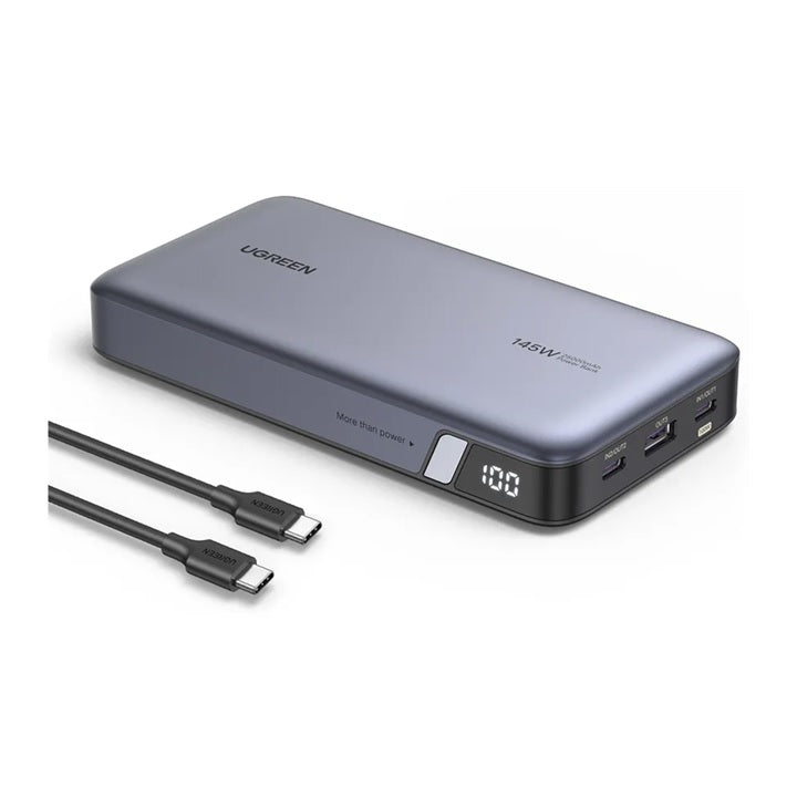 Power Bank de 25000mAh | 3 Salidas 145W Max. | USB-A + 2 USB-C | PD 3.0, QC3.0 | FCP | SCP | Pantalla Inteligente