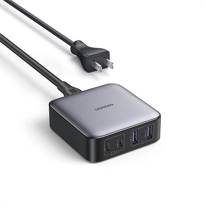 Cargador de escritorio de 65W | 4 Puertos de Carga Rápida | 2 USB-C | 2 USB-A