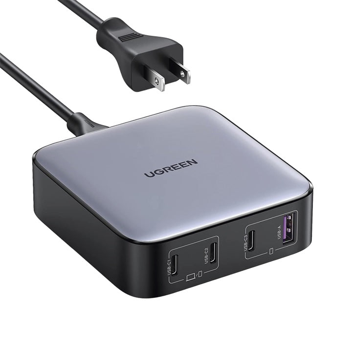 Cargador de Escritorio de 100W | 4 Puertos de Carga Rápida | 3 USB-C | 1 USB-A