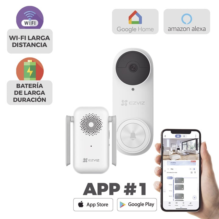 Timbre con Cámara Wi-Fi (Doorbell) de Batería Recargable / Libre de Cables