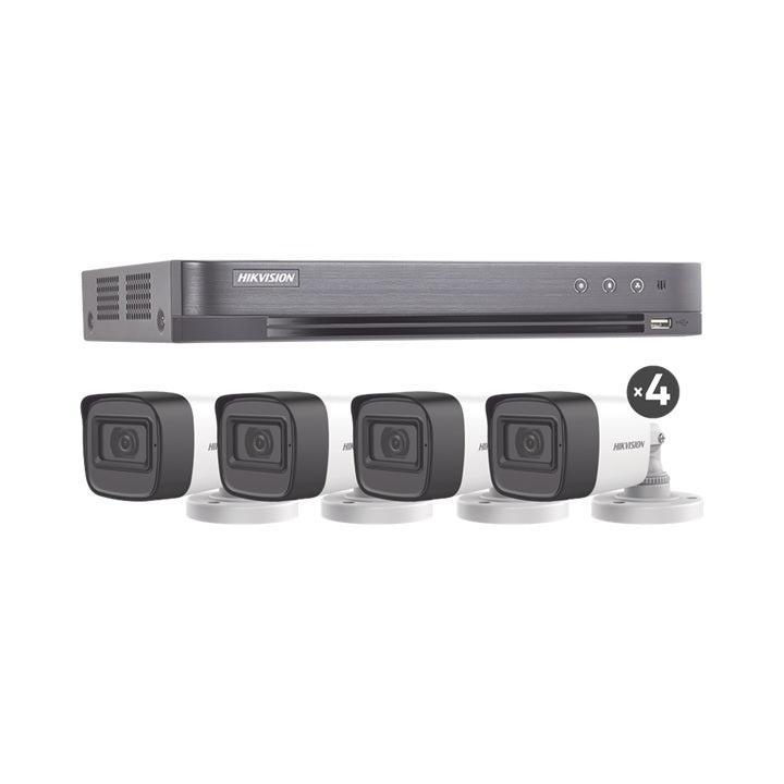 KIT TURBOHD 5 Megapixel / DVR 4 Canales / 4 Cámaras Bala con Micrófono Integrado