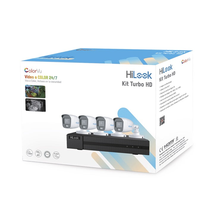 Kit TurboHD 1080p / DVR 4 Canales / 4 Cámaras Bala ColorVu con Micrófono Integrado