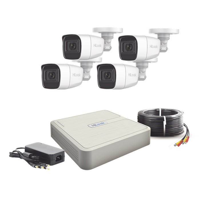 Kit TurboHD 1080p Lite / DVR 4 canales / Audio por Coaxitron / 4 Cámaras Bala