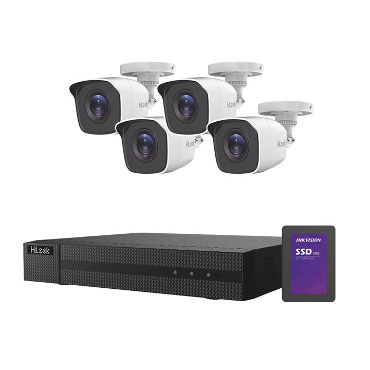 KIT TurboHD 1080p + SSD de 1 TB (1024 GB) / DVR 4 canales / 4 Cámaras Bala de Metal