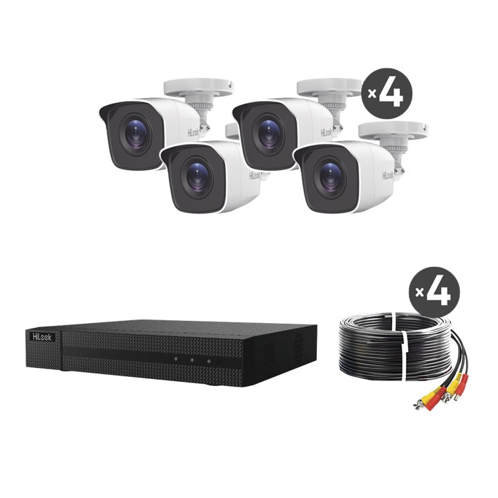 KIT TurboHD 1080p / DVR 4 canales / 4 Cámaras Bala de Metal / H.265+