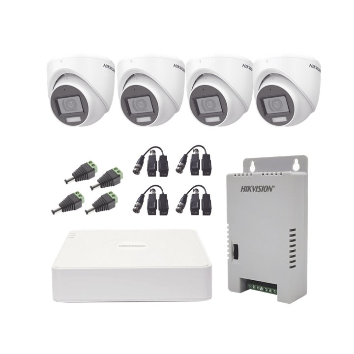 KIT TurboHD 1080p / DVR 4 Canales con audio por coaxitron / 4 Cámaras con Micrófono y 106° Visión