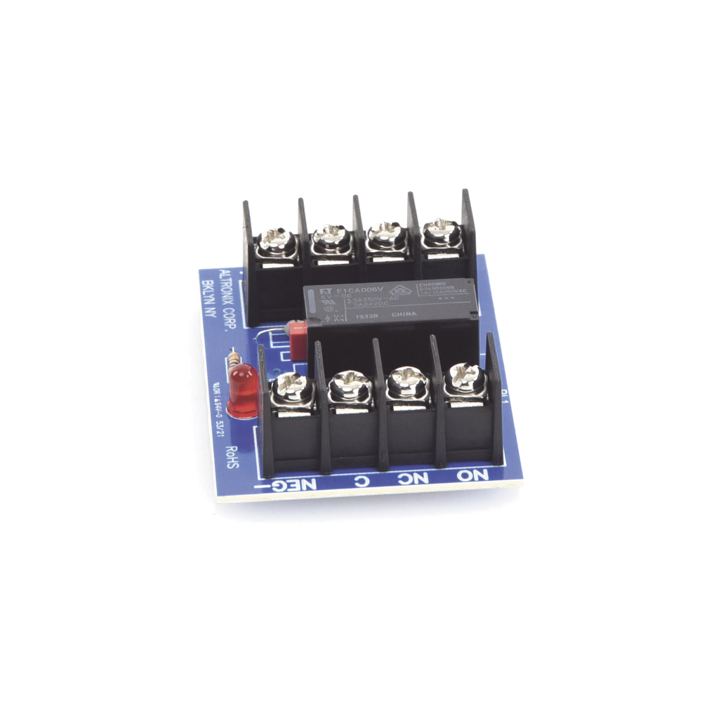 Relé DPDT / Entrada 6 o 12VDC / Contactos 5A/220VAC o 28VDC / Consumo 120mA / Indicador LED de Activación