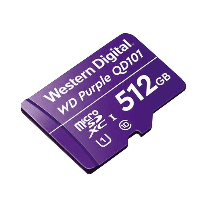 Memoria microSD de 512 GB PURPLE, Especializada Para Videovigilancia, 10 VECES MAYOR DURACIÓN