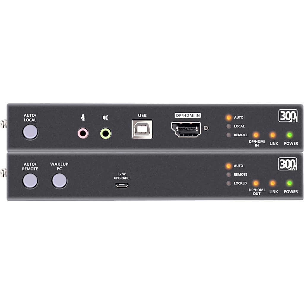 Extensor KVM Óptico USB True 4K | DisplayPort-HDMI | 300 m (984.3 ft) | Resolución 4K @ 60 Hz 4:4:4 | HDR10 | RS-232 | USB 2.0 | Audio Estéreo y Embebido | SFP+ 10 Gbps