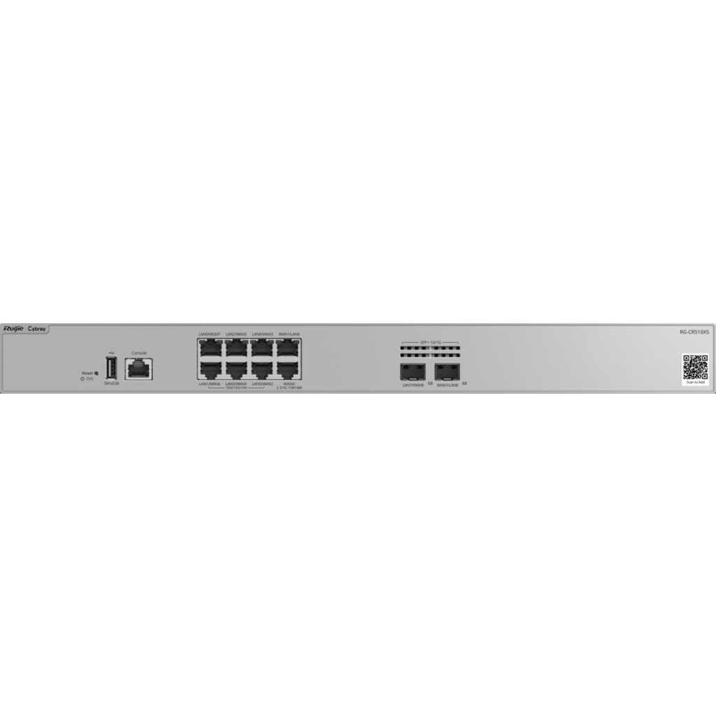 Router Cloud-Managed / 5 Gbps Throughput / 250,000 Sesiones Concurrentes / 6 Puertos GE + 2 Puertos 2.5G + 2 Puertos 10GE SFP+ / SD-WAN / Anti-DoS/DDoS por Hardware / Gestión Cloud y App Móvil / Línea Cybrey