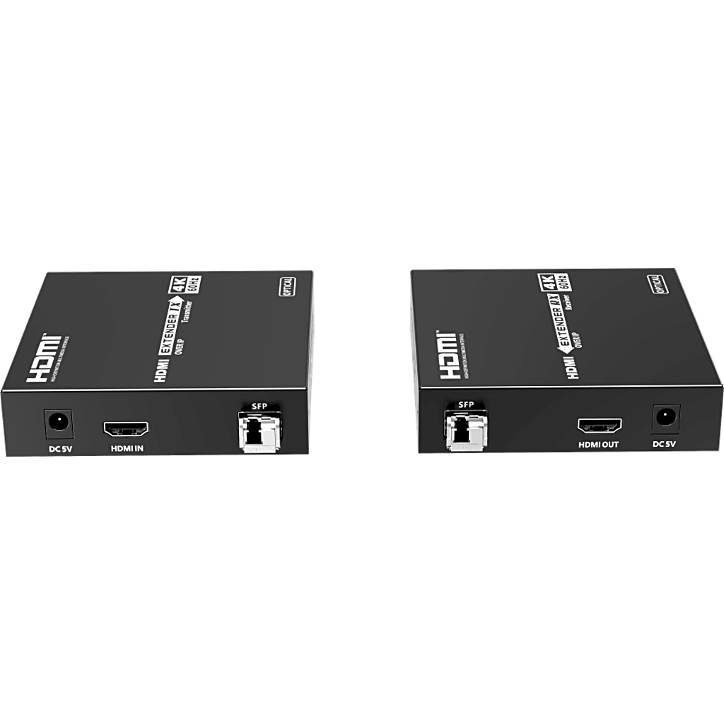 Extensor HDMI sobre IP | 4K60Hz | Fibra Óptica 40 km (24.85 mi) | 18 Gbps | HDMI 2.0 | HDCP 1.4/2.2 | IR | Protección ESD