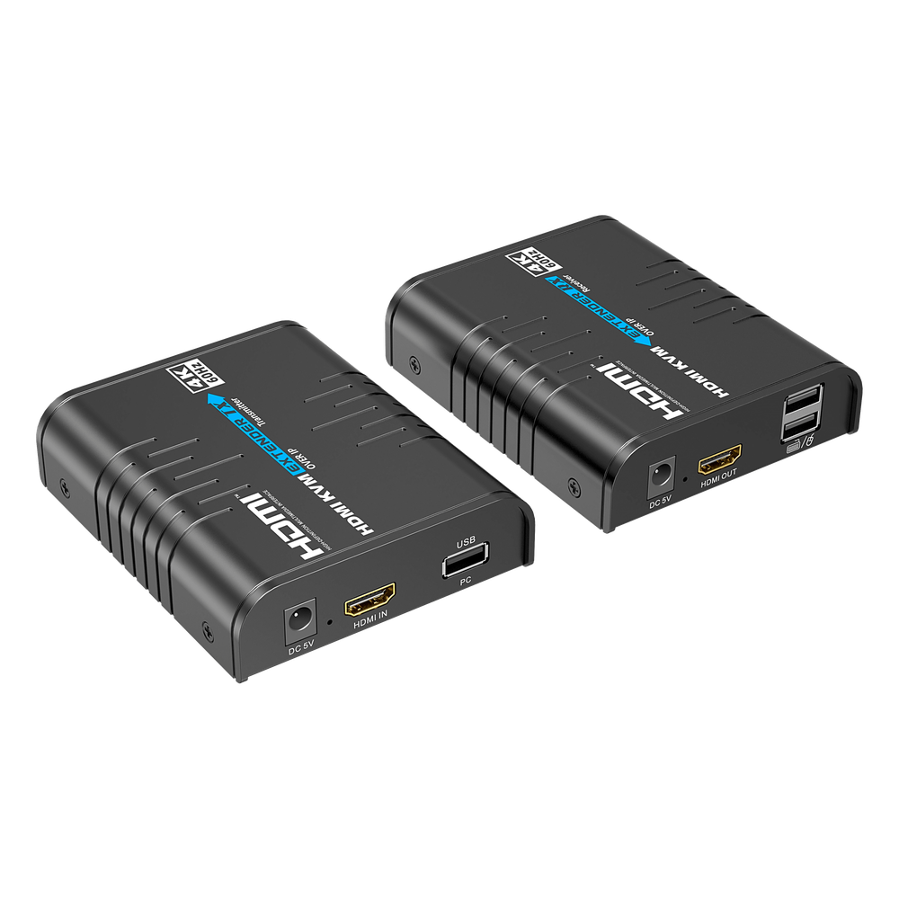 Extensor KVM HDMI 4K a 60 Hz | Transmisión hasta 120 mts con CAT6 | Resolución 4096x2160@60Hz | Ancho de Banda 18Gbps | HDCP1.4 y HDCP2.2 | Latencia 120~170ms | Conexión 1:1, 1:N, N:1, N:N