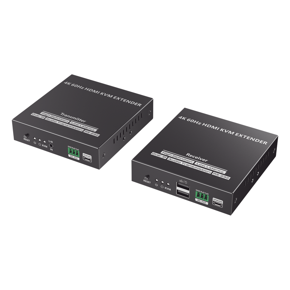Kit Extensor KVM (HDMI y USB) hasta 120 metros | Transmite el Video y Controla tu DVR vía USB a distancia | Soporta resolución 4K @60Hz | Cat 6, 6a y 7 | Salida Loop en el Tx para visualización local