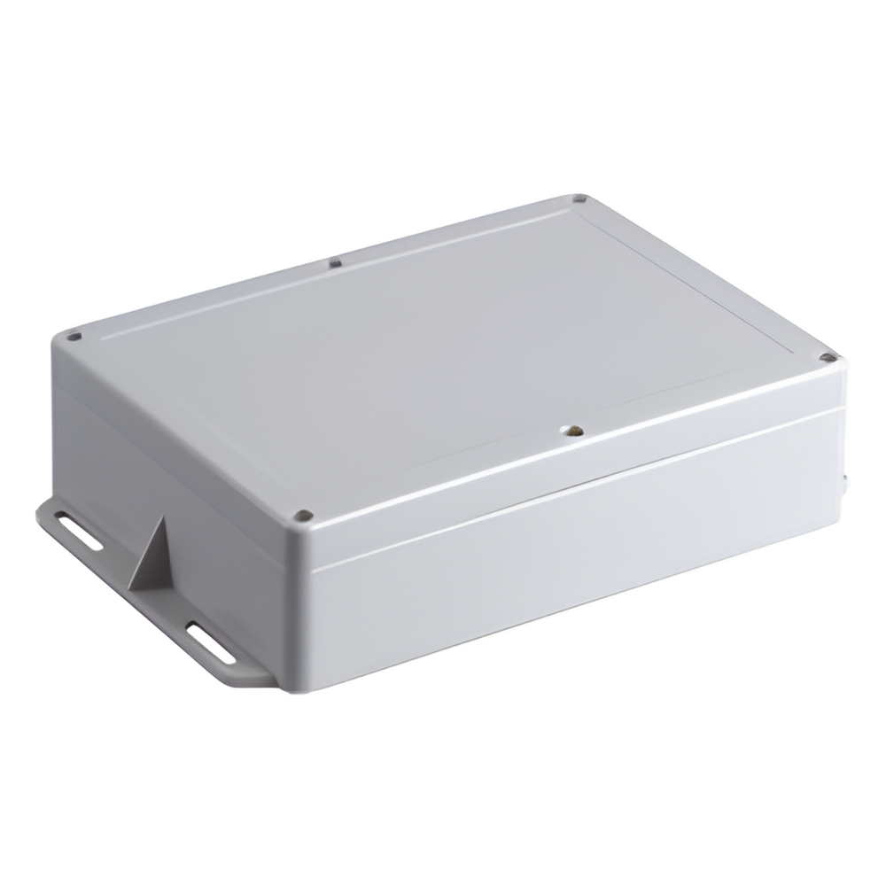 Gabinete Plástico para Exterior (IP65) de 160 x 220 x 100 mm Cierre por Tornillos Metálicos. Tiene Orejas para instalación a muro.