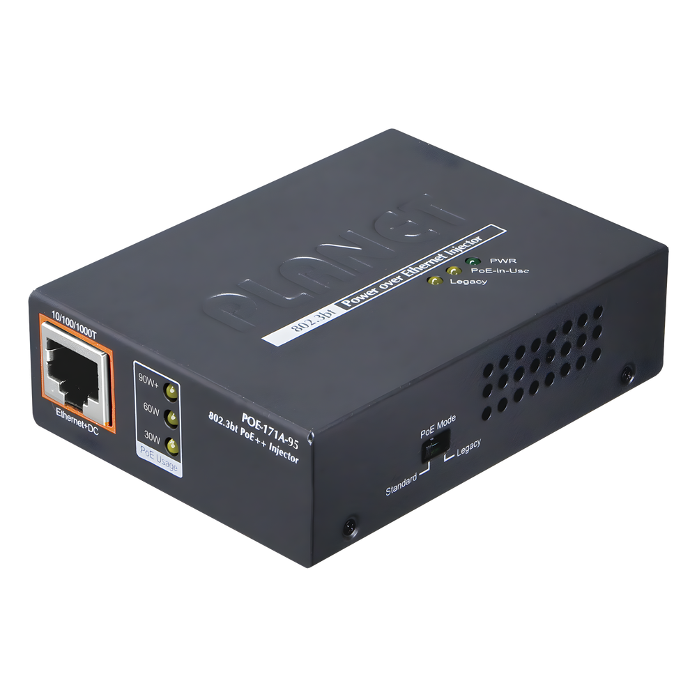 Inyector PoE 802.3af/at/bt , Hasta 95 Watts, Puerto Gigabit con Fuente Externa