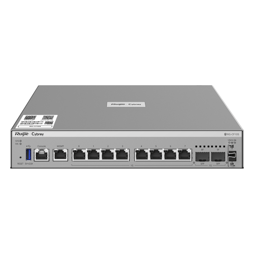 Firewall Next Generation / Empresarial / Alto Rendimiento 7 Gbps / Protección de Amenazas 500-700 Mbps / Gestión Cloud / 8 Puertos RJ45 + 2 SFP / Rack 1U / AI-Powered Security / Línea Cybrey