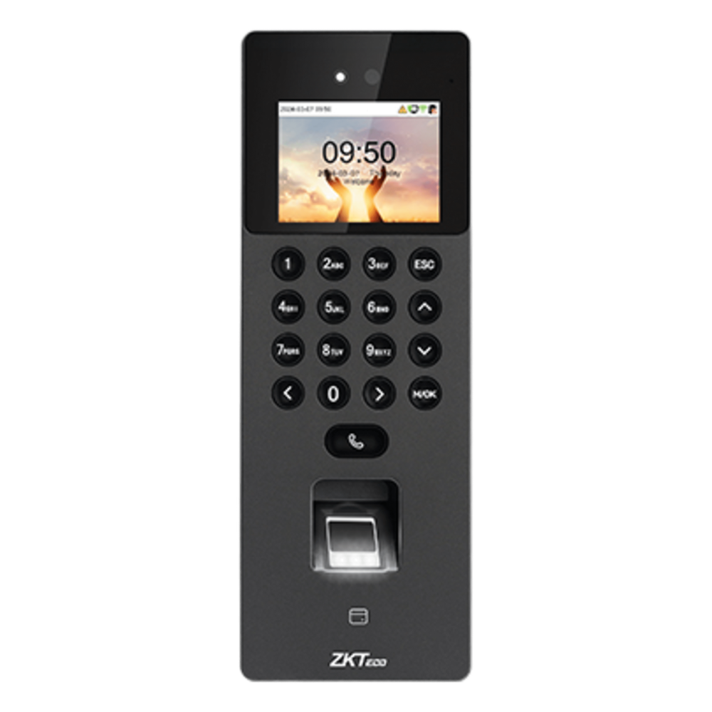 Terminal Biométrica Facial / Cámara Binocular 1MP / 1,500 Rostros 3,000 Huellas / Video Intercom SIP / ONVIF / WiFi / Anti-Fraude