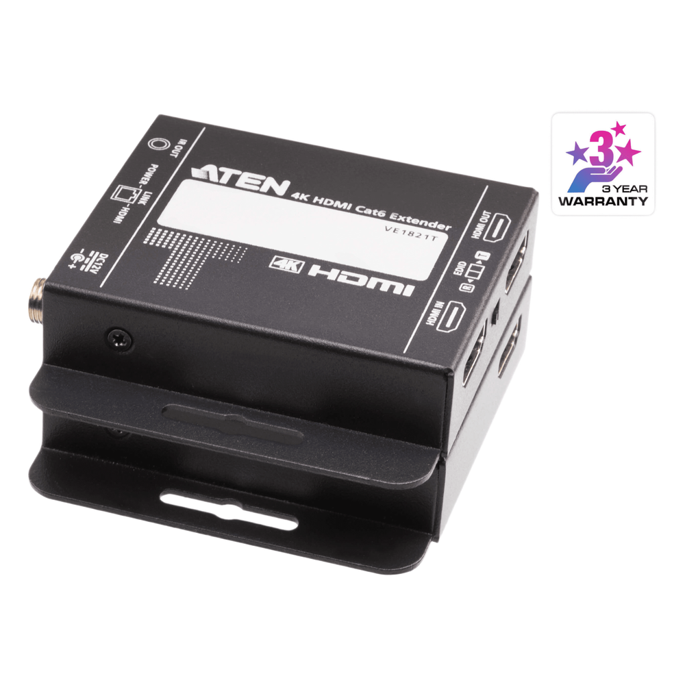 Kit Extensor HDMI | 4K sobre Cat 6 | 4096x2160 @ 30 Hz | Hasta 40 metros Cat 6 | Tecnología PoC | EDID Switch y Copia | Control IR Remoto | Audio Lossless 7.1CH | Metal | Plug and Play