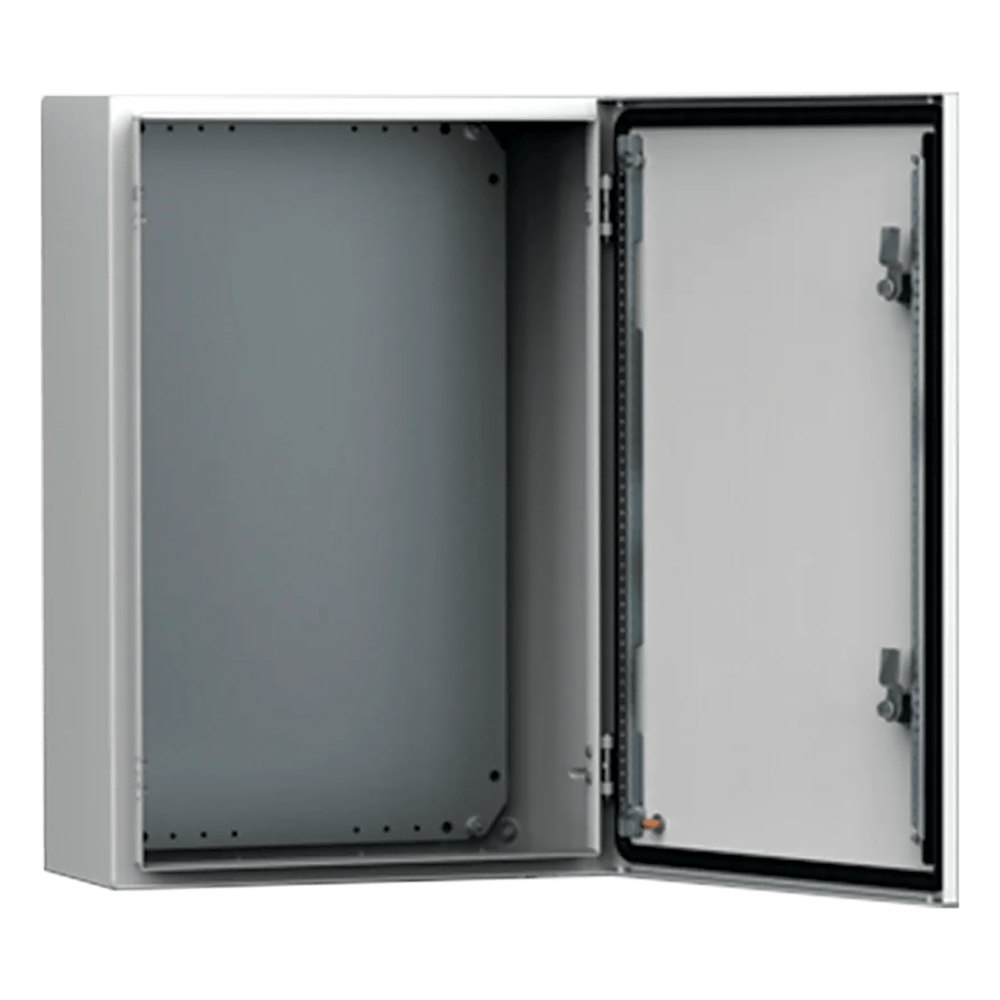 Gabinete de Uso Exterior MAS 400 x 300 x 155 mm (15.7 x 11.8 x 6.1 in) NEMA 4/12/13; IP66; IK10 de Acero Dulce 1.5 mm con Platina de Montaje Incluida Color Gris Claro
