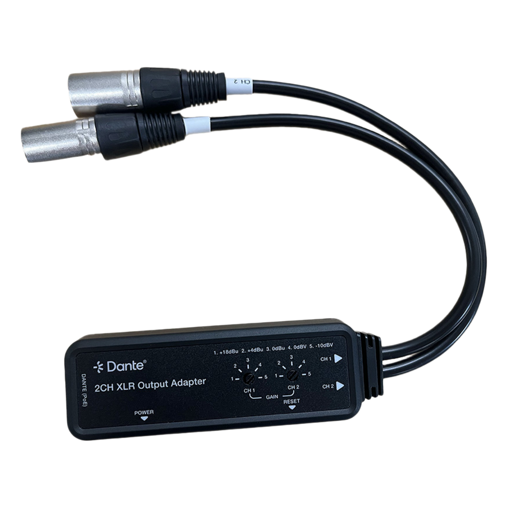Extensor de Audio Dante® 2CH XLR Output Adapter | Entrada Digital Dante® | Salida XLR Balanceada/No Balanceada | Latencia Configurable 1-5ms | HDMI 1.4 | HDCP 1.4 | PoE IEEE802.3af | USB-C | Transmisión 100m