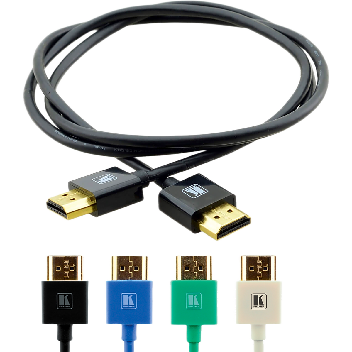 Cable HDMI Ultra Delgado Alta Velocidad con Ethernet | 4K@60Hz (4:4:4) | 18Gbps | Conector HDMI Delgado 16 mm (0.63 in) | Radio de Curvatura 36 mm (1.42 in) | Triple Blindaje | Conectores Chapados en Oro 24K | 1.80 m | Negro