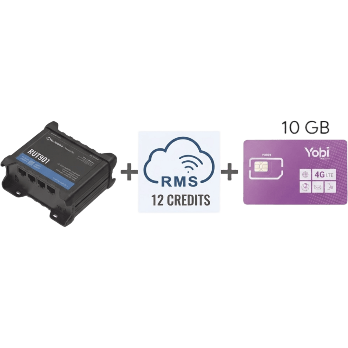Router Teltonika LTE/4G RUT901 + 12 creditos RMS  + SIM de YOBI de 10GB por Mes durante un año de servicio (solo datos)