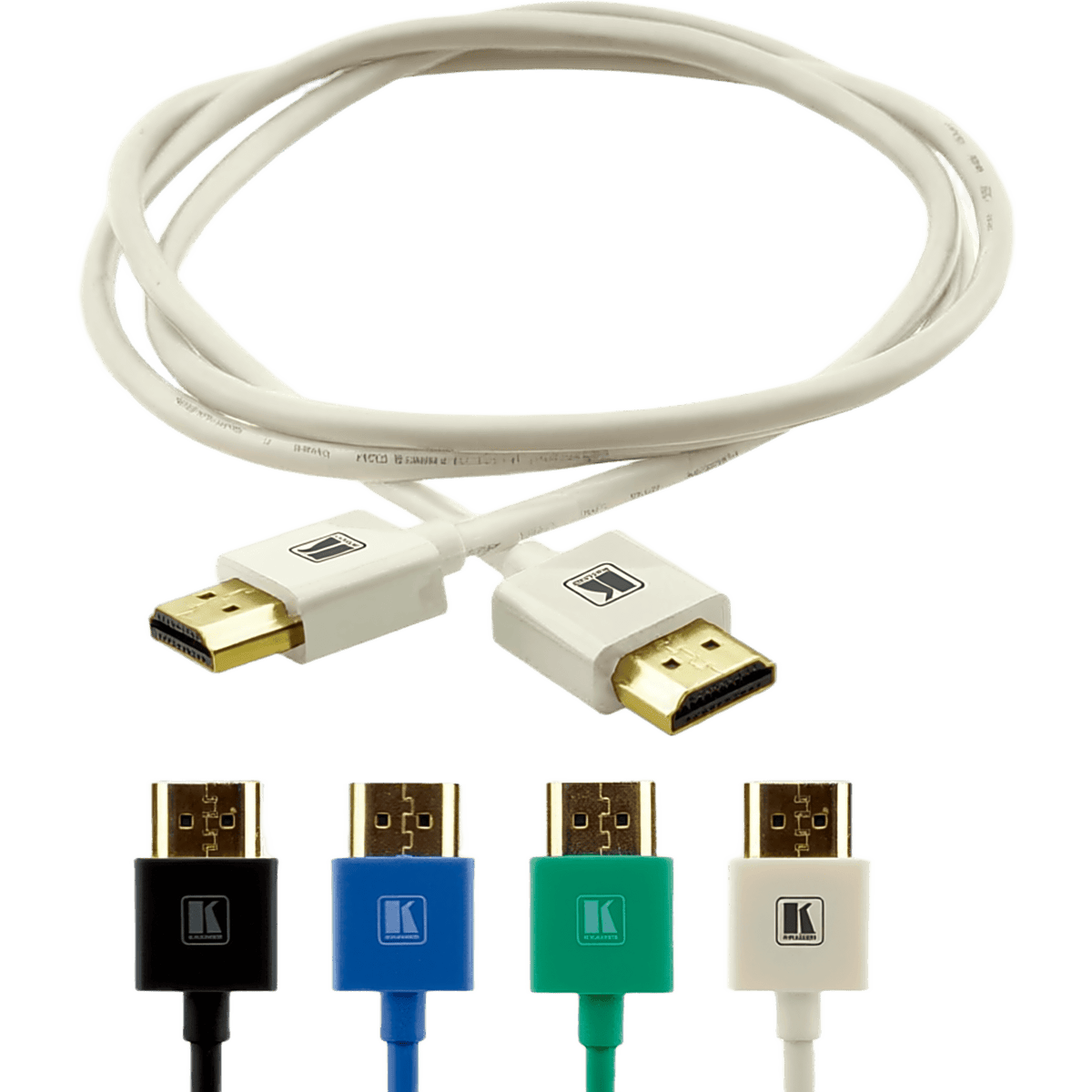 Cable HDMI Ultra Delgado Alta Velocidad con Ethernet | 4K@60Hz (4:2:0) | 18Gbps | Conector HDMI Delgado 16 mm (0.63 in) | Radio de Curvatura 36 mm (1.42 in) | Triple Blindaje | Conectores Chapados en Oro 24K | 3 mts | Blanco