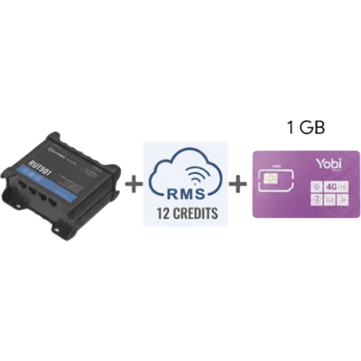 Router Teltonika LTE/4G RUT901 + 12 creditos RMS  + SIM de YOBI de 1GB por Mes durante un año de servicio (solo datos)