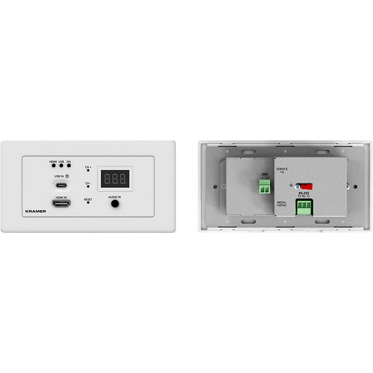 Codificador AVoIP Wall Plate | 4K60 4:2:0 HDR10 | Red 1G | Entradas HDMI y USB-C | PoE | Control Web y API | Puerta de enlace RS232 y CEC