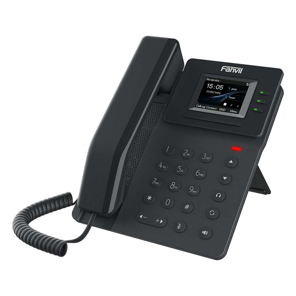 Teléfono IP empresarial para 4 líneas SIP con pantalla LCD de 2.4 pulgadas a color, Opus y conferencia de 6 vías, PoE.