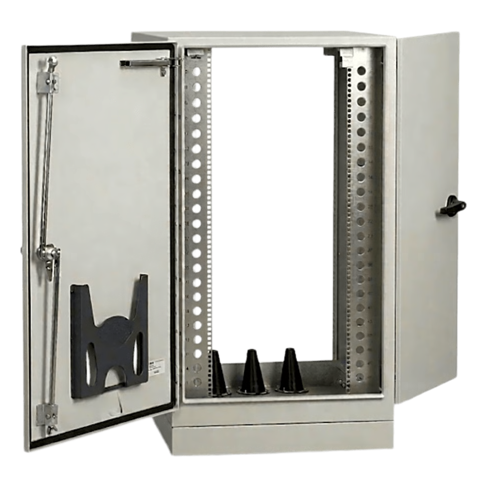 Gabinete para Exterior Tipo 4X Doble Puerta de 22 UR / Aluminio Soldado / 1270 x 762 x 1118 mm / Exterior IP66 / Montaje Almohadilla / Aislamiento Térmico / Aire de Precisión / Gris RAL 7035