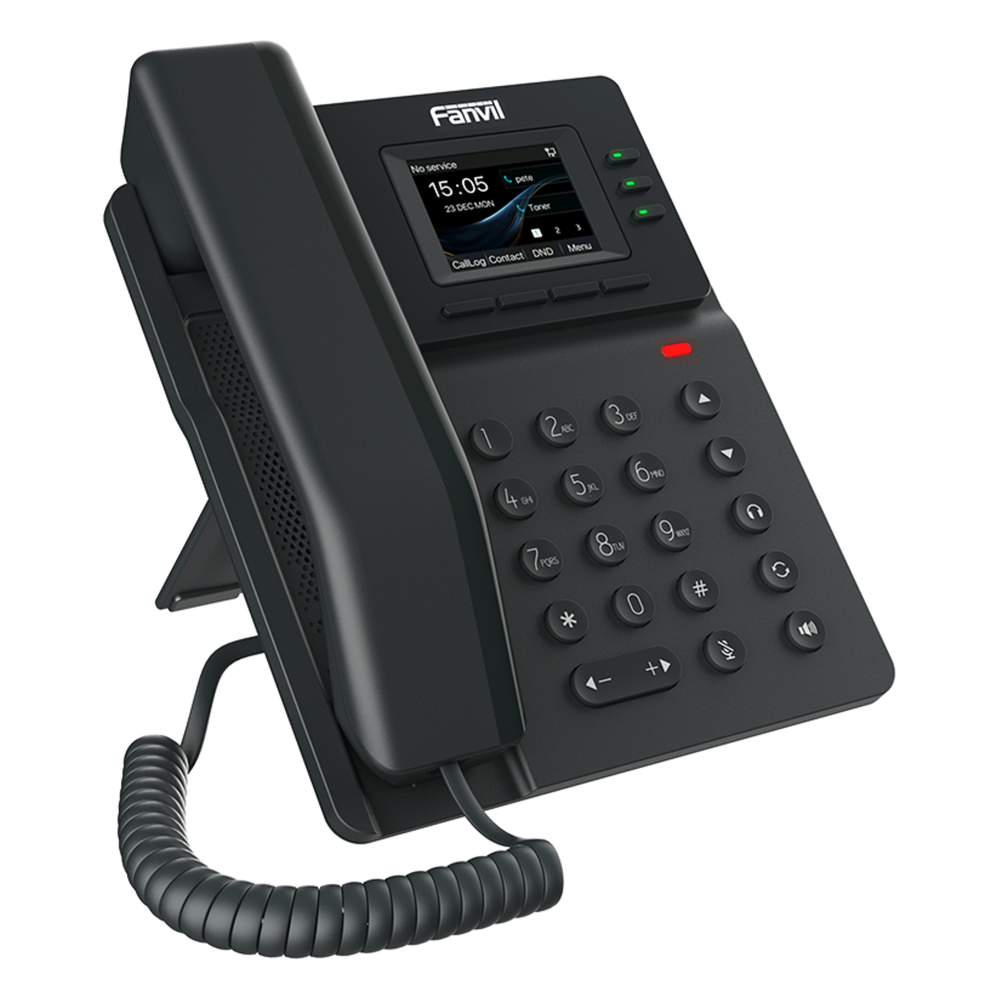 Teléfono IP empresarial para 4 líneas SIP con pantalla LCD de 2.4 pulgadas a color, Opus y conferencia de 6 vías, PoE.