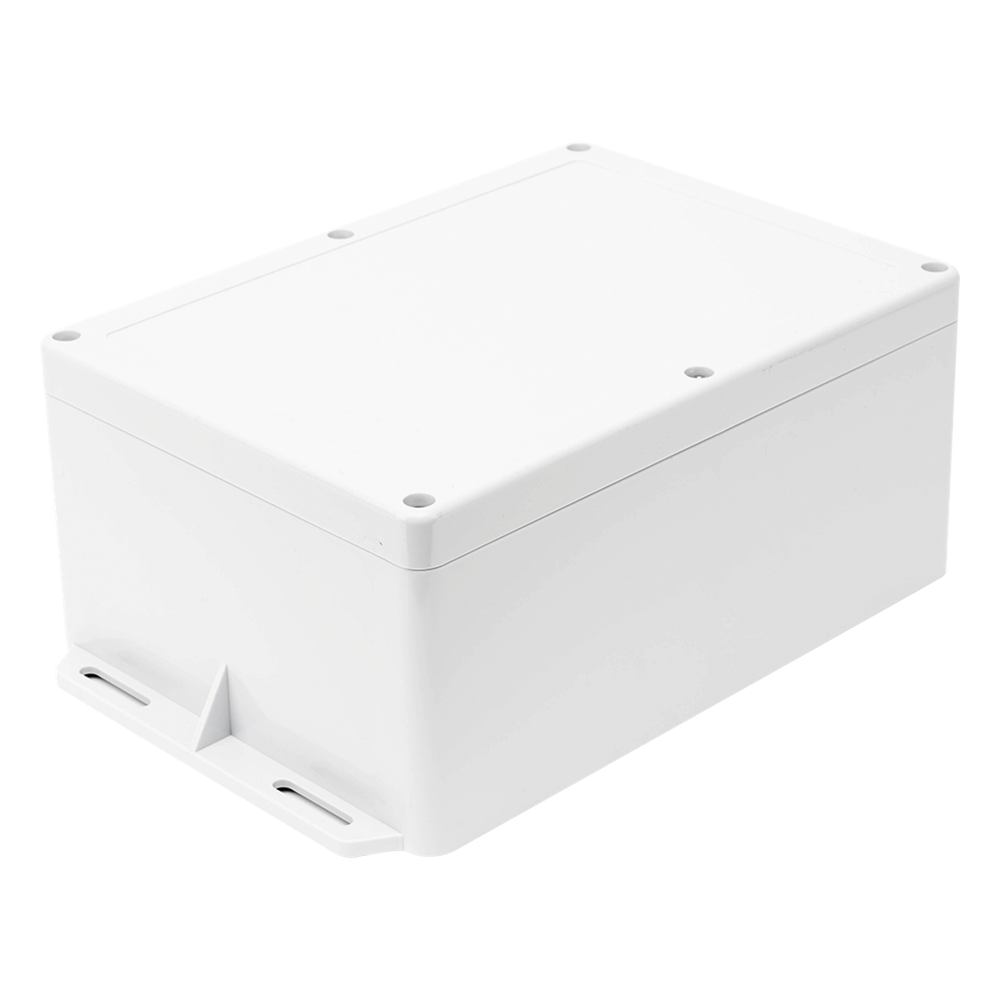 Gabinete Plástico para Exterior (IP65) de 160 x 220 x 100 mm Cierre por Tornillos Metálicos. Tiene Orejas para instalación a muro.