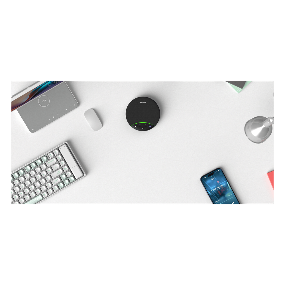 Yealink SP92, altavoz portátil con micrófono integrado, Bluetooth 5.3 con adaptador USB-C/A, alcance de captación de voz de 4 m, 20 horas de conversación, cancelación de ruido con IA.