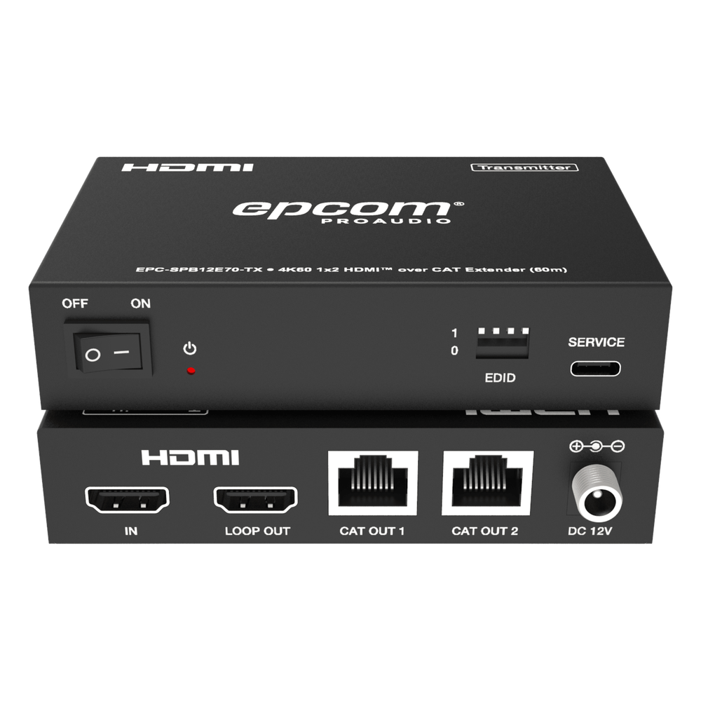 Splitter HDMI 1x2 | 4K@60Hz a 60m | 4K@30Hz a 70m | Cable Cat6 | EDID | HDCP 2.2 | Salida Loop