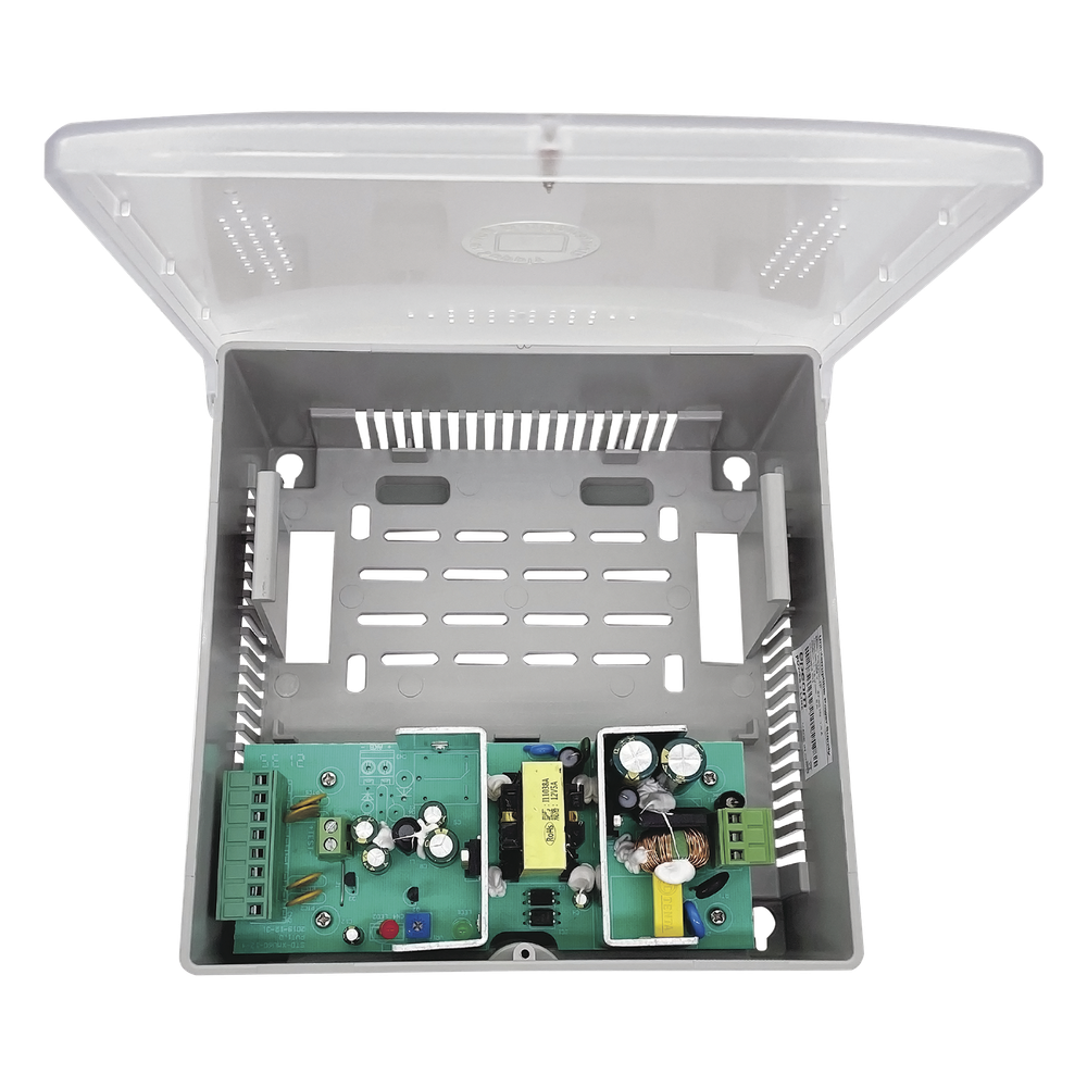 Fuente de Poder con Gabinete de 4 Salidas de 11 - 15 Vcc / 5 Amper /  Voltaje de Entrada: 96 - 264 Vca / Soporta Protección contra Sobrecorriente de Salida, Protección contra Cortocircuito / Led Indicador