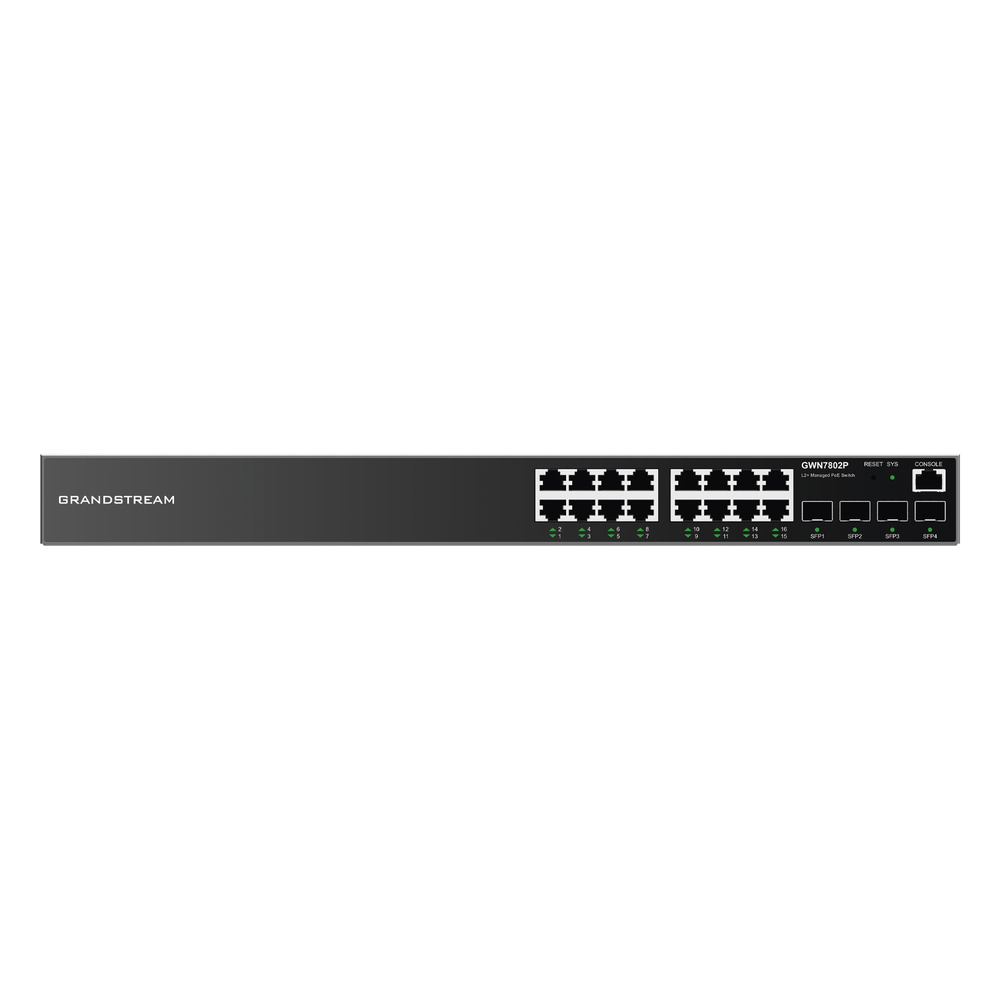 Switch Gigabit PoE+ Administrable / 16 puertos 10/100/1000 Mbps + 4 Puertos SFP Uplink / Hasta 240W / Compatible con GWN Cloud.