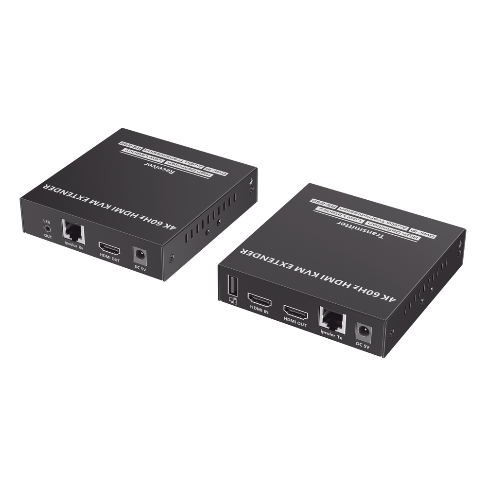 Kit Extensor KVM (HDMI y USB) hasta 120 metros | Transmite el Video y Controla tu DVR vía USB a distancia | Soporta resolución 4K @60Hz | Cat 6, 6a y 7 | Salida Loop en el Tx para visualización local