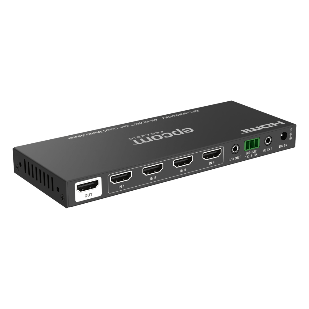 Multivisor HDMI 4x1 | 4K@30Hz | Vista Cuádruple | Cambio Automático/Manual | Control IR