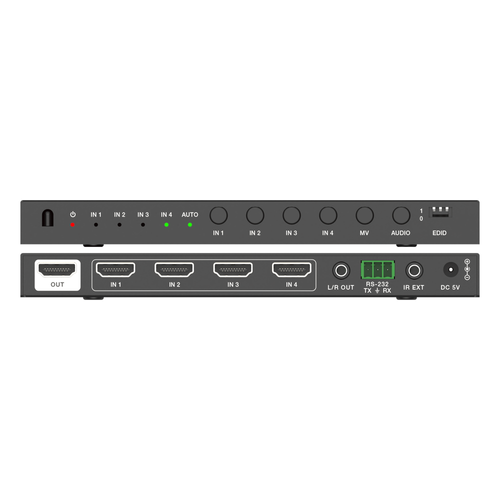 Multivisor HDMI 4x1 | 4K@30Hz | Vista Cuádruple | Cambio Automático/Manual | Control IR