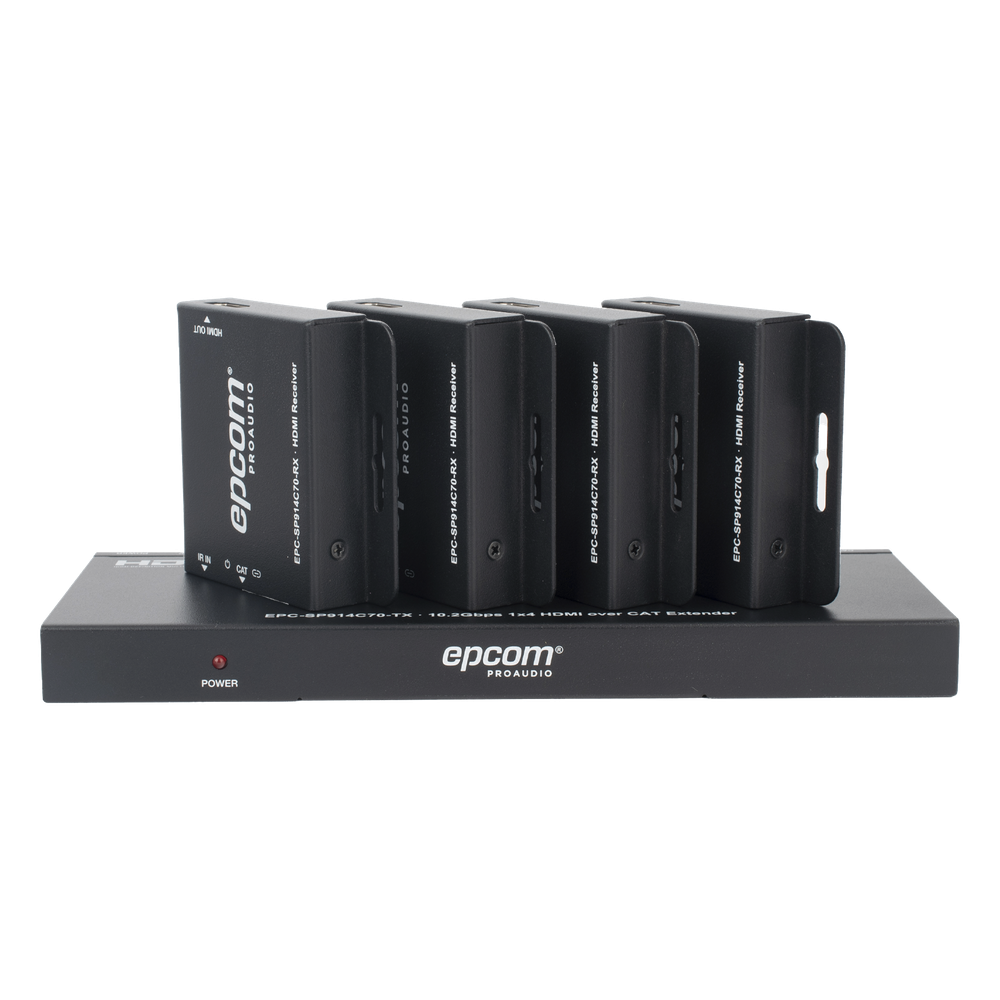 Splitter HDMI 1x4 | Extensor HDMI | 4K@30Hz 40m | 1080p@60Hz 70m | Función PoC |  4:4:4