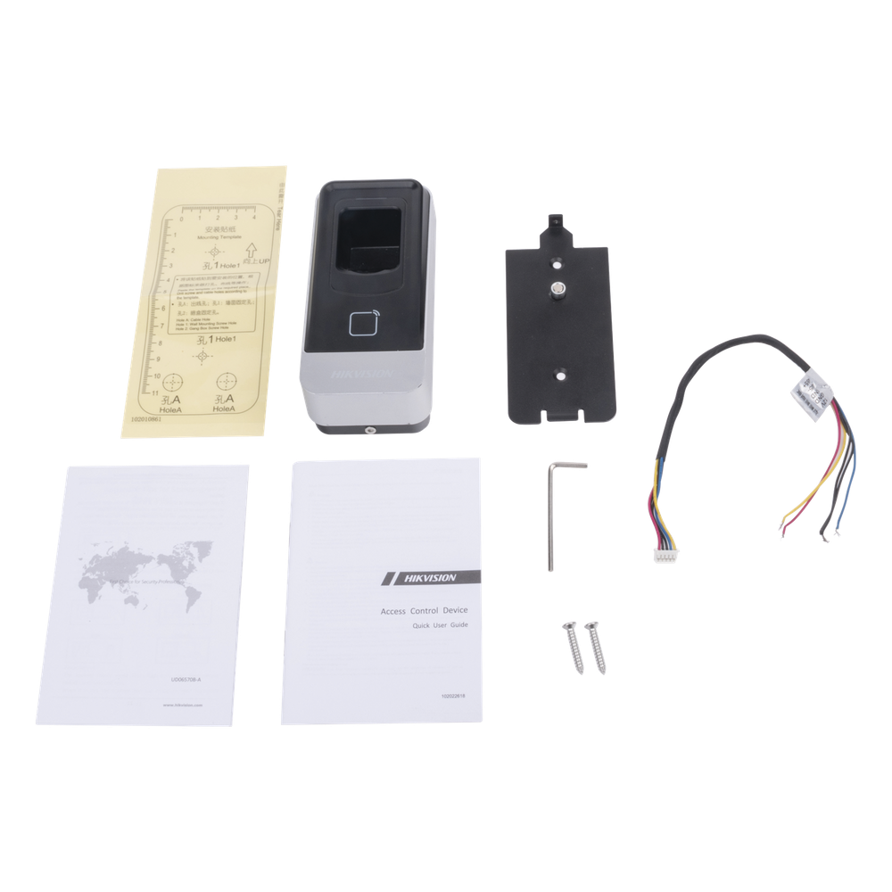 Lector esclavo MIFARE IP65 / Huella Digital / Lector de Tarjetas de Proximidad MiFare / RS-485 / Interior y Exterior / Requiere Panel de Control de Acceso Serie DS-K26 y DS-K27