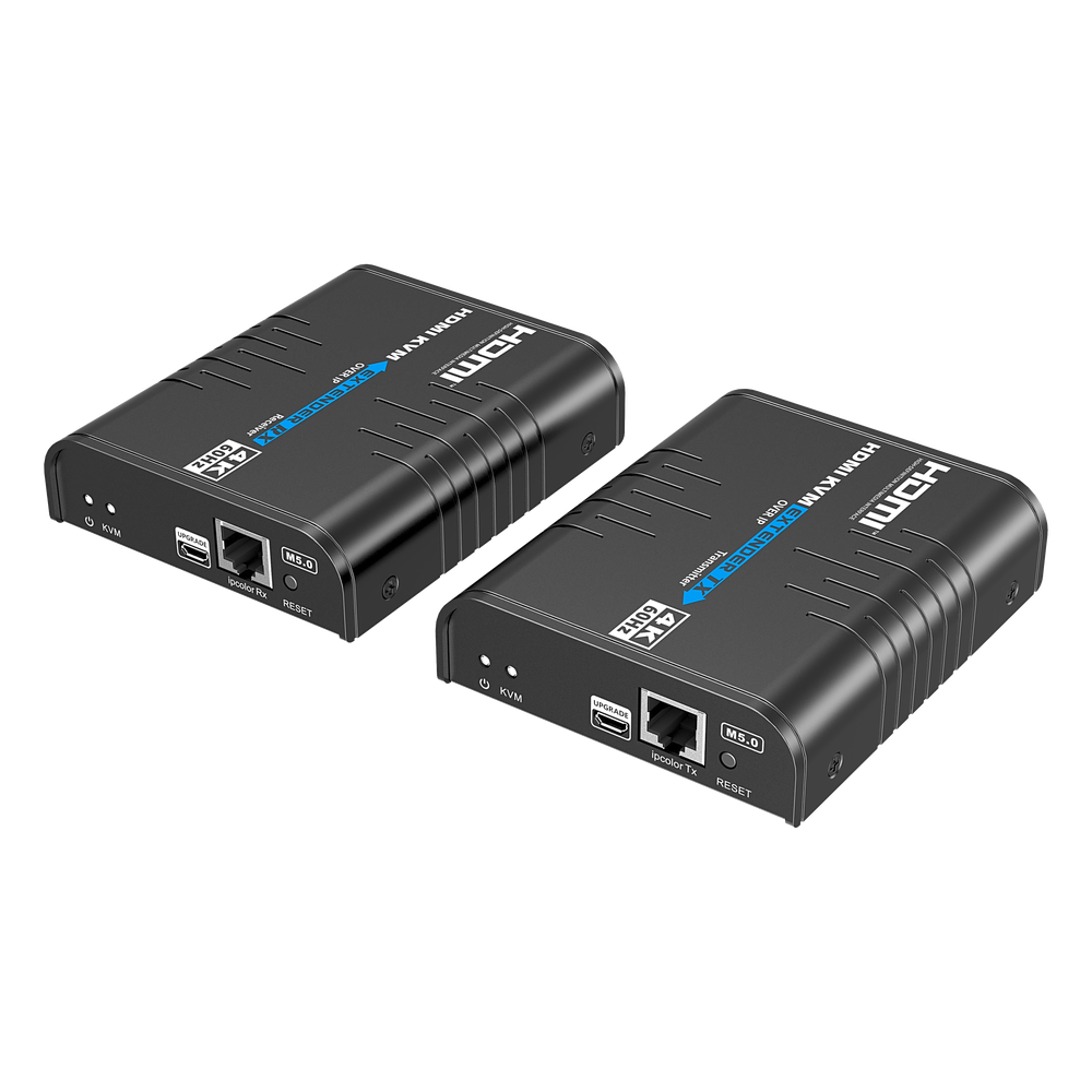 Extensor KVM HDMI 4K a 60 Hz | Transmisión hasta 120 mts con CAT6 | Resolución 4096x2160@60Hz | Ancho de Banda 18Gbps | HDCP1.4 y HDCP2.2 | Latencia 120~170ms | Conexión 1:1, 1:N, N:1, N:N