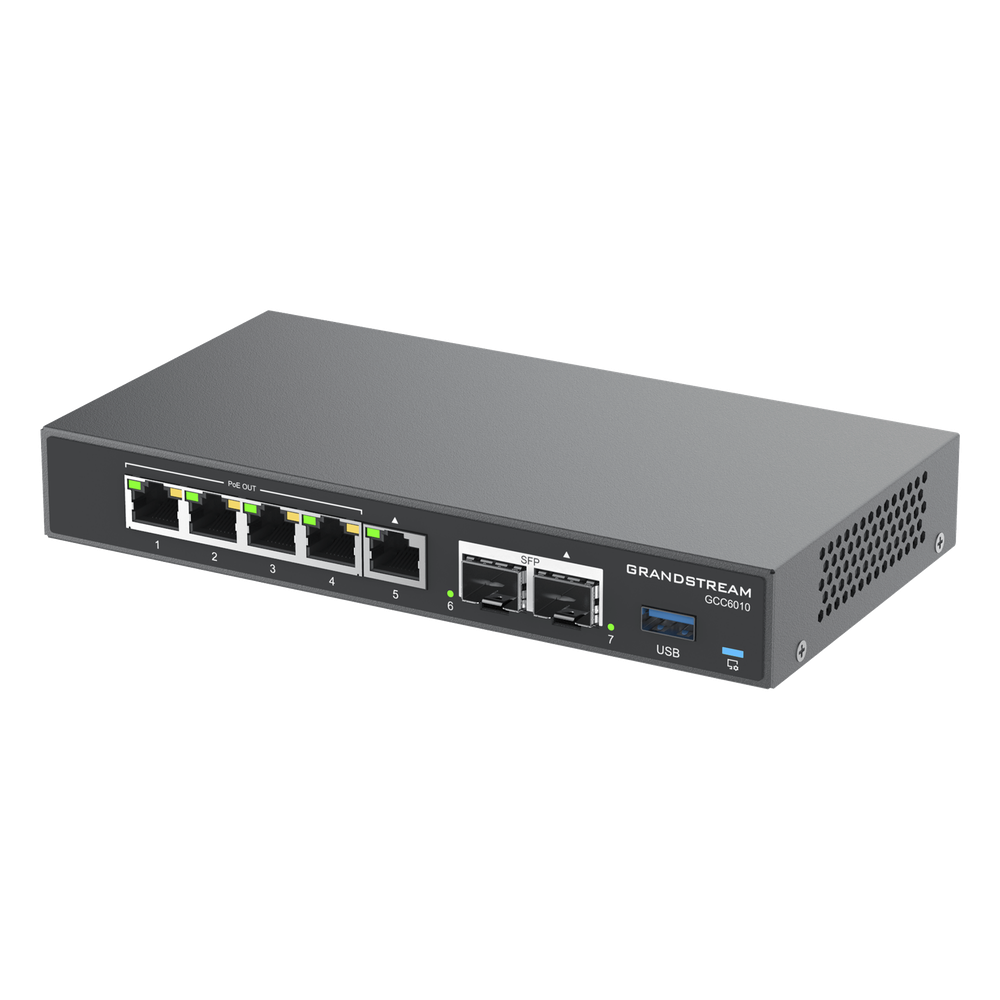 4 en 1: Firewall Nueva Generación, Router, IP PBX (24 usuarios / 8 llamadas), Switch Gigabit de 5 Puertos (4 PoE) y 2 Puertos SFP 2.5 Gigabit / Todos los puertos son configurables WAN/LAN, máximo 3 x WAN