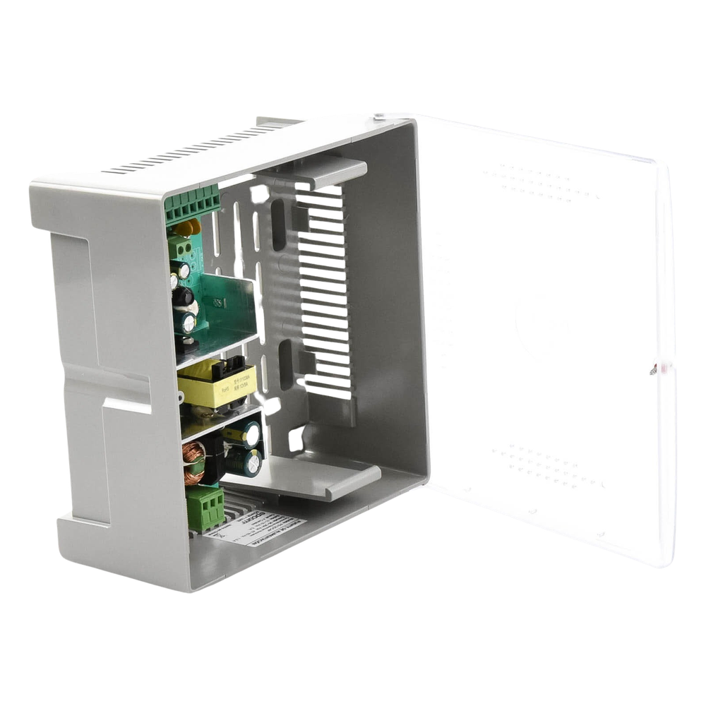 Fuente de Poder con Gabinete de 4 Salidas de 11 - 15 Vcc / 5 Amper /  Voltaje de Entrada: 96 - 264 Vca / Soporta Protección contra Sobrecorriente de Salida, Protección contra Cortocircuito / Led Indicador